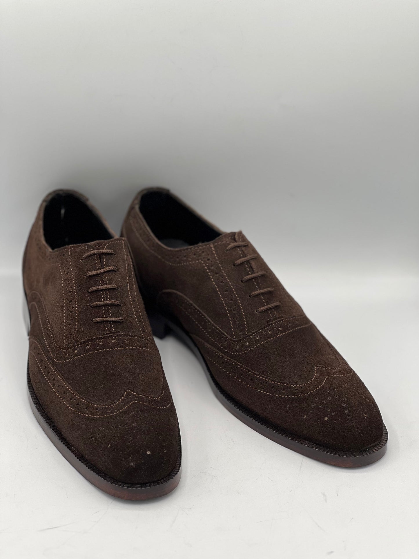 Royal Italian Suede Brown Brogue Formal Laced Shoe - DeVogue