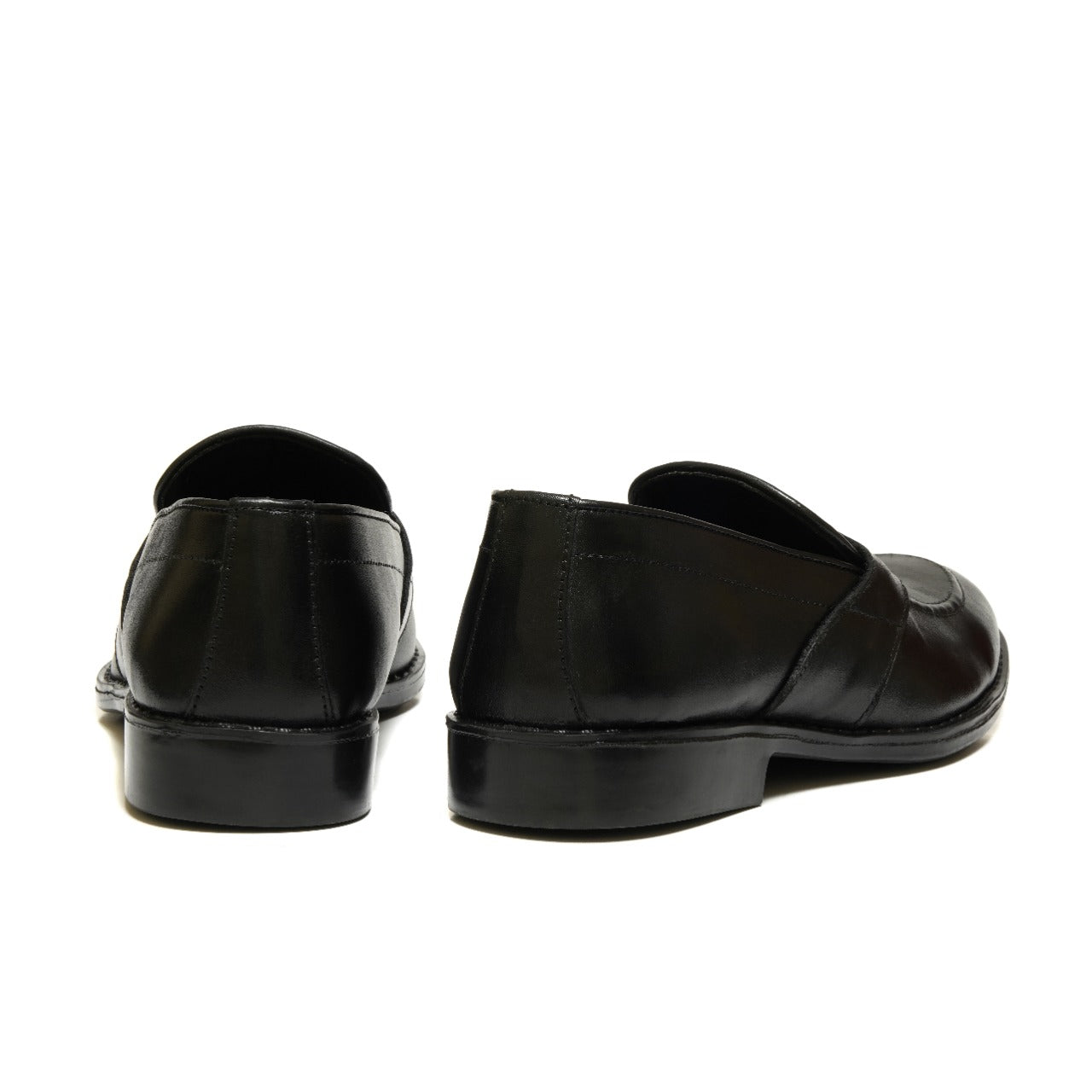 5004-Black Cow Leather Formal Loafer Style In Rubber sole - DeVogue